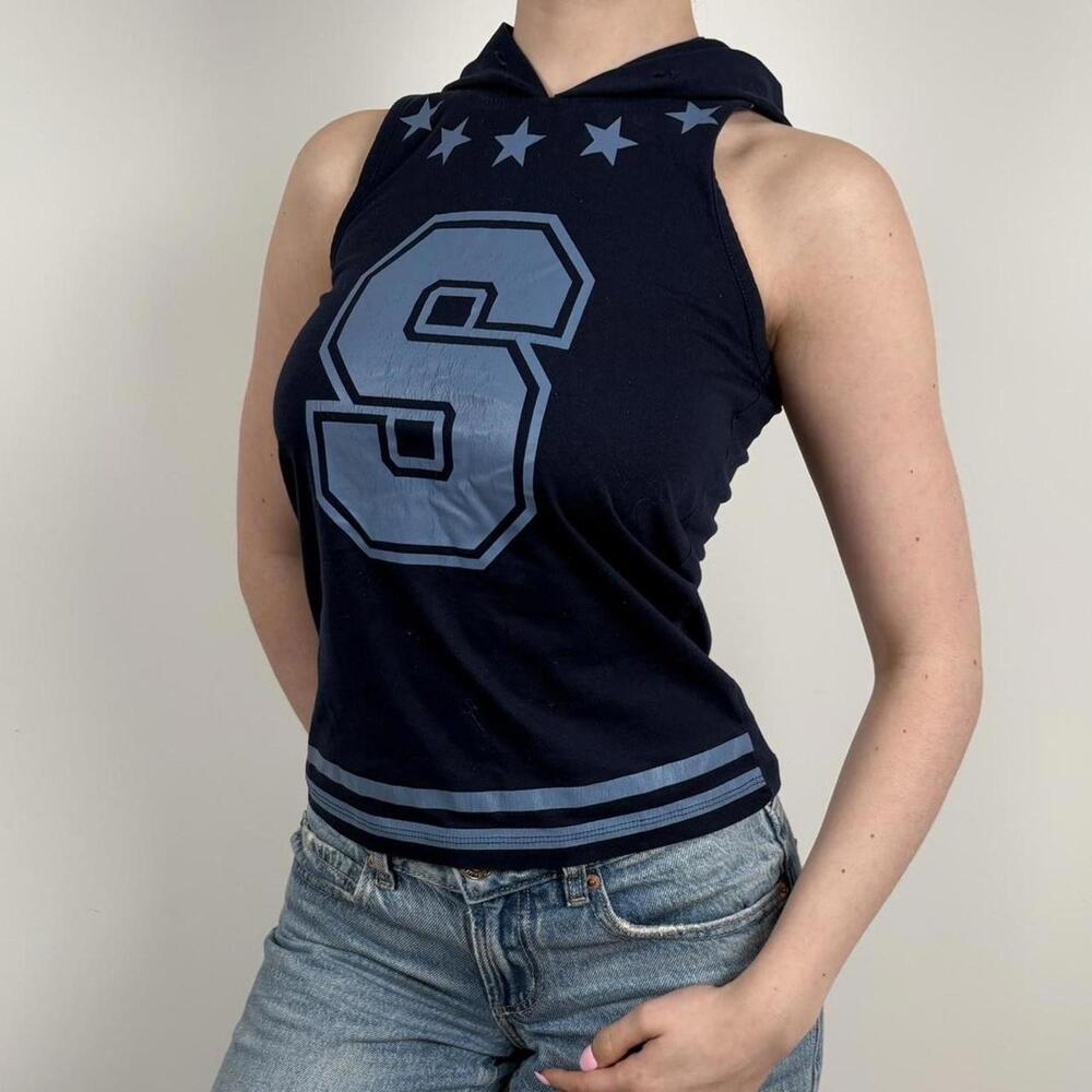 Women's Navy and Blue Hoodie Vest